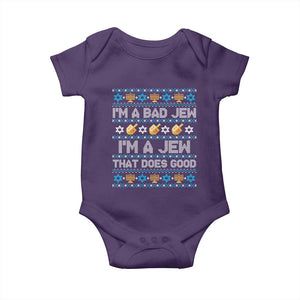 Funny Jewish Hanukkah Baby Onesie I Am A Bad Jew I Am A Jew That Does Good TS11 Purple Print Your Wear