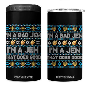 Funny Jewish Hanukkah 4 in 1 Can Cooler Tumbler I Am A Bad Jew I Am A Jew That Does Good TS11 One Size: 16 oz Black Print Your Wear