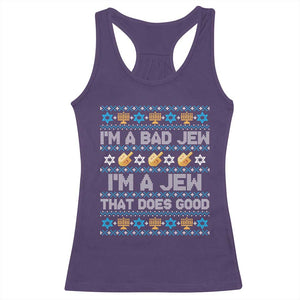 Funny Jewish Hanukkah Racerback Tank Top I Am A Bad Jew I Am A Jew That Does Good TS11 Purple Print Your Wear