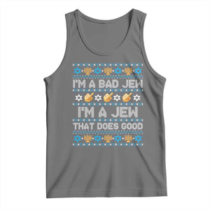Funny Jewish Hanukkah Tank Top I Am A Bad Jew I Am A Jew That Does Good TS11 Black Heather Print Your Wear