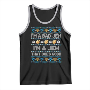 Funny Jewish Hanukkah Tank Top I Am A Bad Jew I Am A Jew That Does Good TS11 Black Athletic Heather Print Your Wear