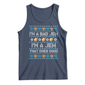 Funny Jewish Hanukkah Tank Top I Am A Bad Jew I Am A Jew That Does Good TS11 Navy Print Your Wear