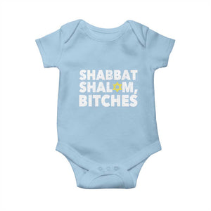Funny Hanukkah Shabbat Shalom Bitches Baby Onesie Star Of David TS11 Light Blue Print Your Wear