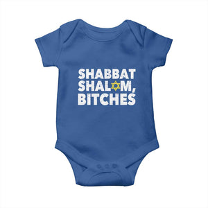 Funny Hanukkah Shabbat Shalom Bitches Baby Onesie Star Of David TS11 Royal Blue Print Your Wear