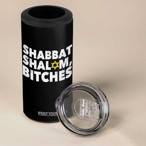 Funny Hanukkah Shabbat Shalom Bitches 4 in 1 Can Cooler Tumbler Star Of David TS11 Print Your Wear