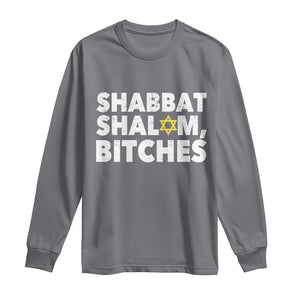 Funny Hanukkah Shabbat Shalom Bitches Long Sleeve Shirt Star Of David TS11 Charcoal Print Your Wear