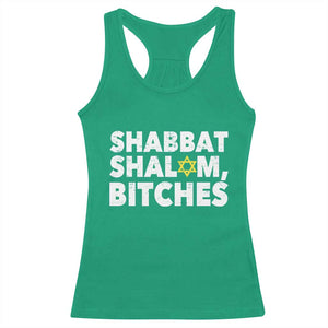 Funny Hanukkah Shabbat Shalom Bitches Racerback Tank Top Star Of David TS11 Irish Green Print Your Wear