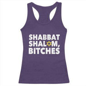 Funny Hanukkah Shabbat Shalom Bitches Racerback Tank Top Star Of David TS11 Purple Print Your Wear