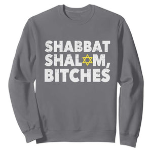 Funny Hanukkah Shabbat Shalom Bitches Sweatshirt Star Of David TS11 Charcoal Print Your Wear