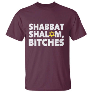 Funny Hanukkah Shabbat Shalom Bitches T Shirt Star Of David TS11 Maroon Print Your Wear