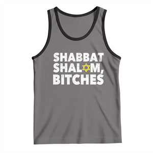 Funny Hanukkah Shabbat Shalom Bitches Tank Top Star Of David TS11 Deep Heather Black Print Your Wear