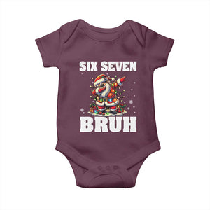 Funny Christmas 67 Six Seven Bruh Baby Onesie Dabbing Santa TS11 Maroon Print Your Wear
