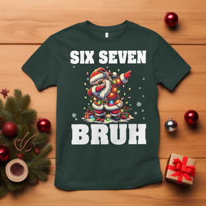 Funny Christmas 67 Six Seven Bruh T Shirt Dabbing Santa TS11 Dark Forest Green Print Your Wear