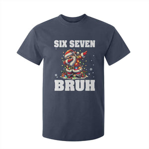 Funny Christmas 67 Six Seven Bruh T Shirt For Kid Dabbing Santa TS11 Navy Print Your Wear