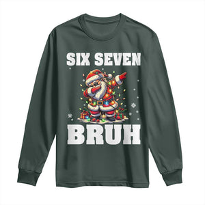 Funny Christmas 67 Six Seven Bruh Long Sleeve Shirt Dabbing Santa TS11 Dark Forest Green Print Your Wear