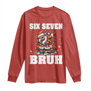 Funny Christmas 67 Six Seven Bruh Long Sleeve Shirt Dabbing Santa TS11 Red Print Your Wear