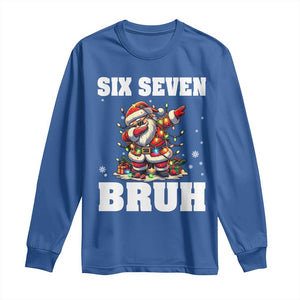 Funny Christmas 67 Six Seven Bruh Long Sleeve Shirt Dabbing Santa TS11 Royal Blue Print Your Wear