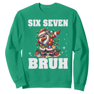 Funny Christmas 67 Six Seven Bruh Sweatshirt Dabbing Santa TS11 Irish Green Print Your Wear