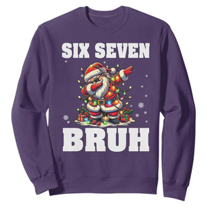Funny Christmas 67 Six Seven Bruh Sweatshirt Dabbing Santa TS11 Purple Print Your Wear