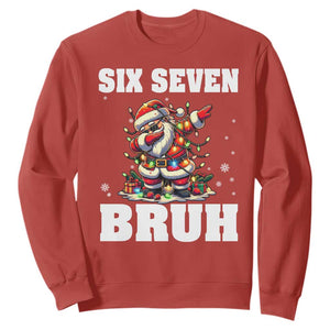 Funny Christmas 67 Six Seven Bruh Sweatshirt Dabbing Santa TS11 Red Print Your Wear