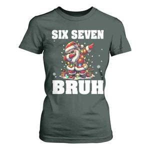 Funny Christmas 67 Six Seven Bruh T Shirt For Women Dabbing Santa TS11 Dark Forest Green Print Your Wear