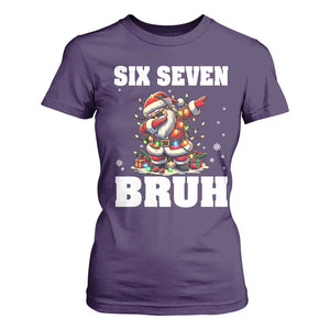 Funny Christmas 67 Six Seven Bruh T Shirt For Women Dabbing Santa TS11 Purple Print Your Wear