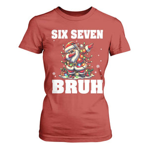 Funny Christmas 67 Six Seven Bruh T Shirt For Women Dabbing Santa TS11 Red Print Your Wear