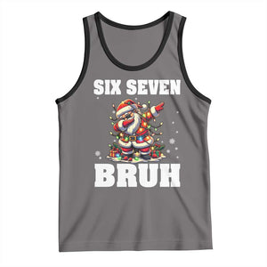 Funny Christmas 67 Six Seven Bruh Tank Top Dabbing Santa TS11 Deep Heather Black Print Your Wear