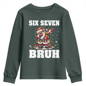 Funny Christmas 67 Six Seven Bruh Youth Sweatshirt Dabbing Santa TS11 Dark Forest Green Print Your Wear