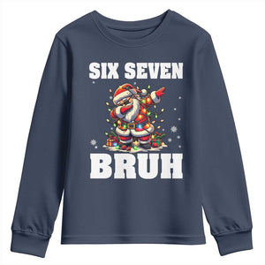 Funny Christmas 67 Six Seven Bruh Youth Sweatshirt Dabbing Santa TS11 Navy Print Your Wear