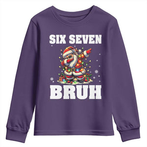 Funny Christmas 67 Six Seven Bruh Youth Sweatshirt Dabbing Santa TS11 Purple Print Your Wear