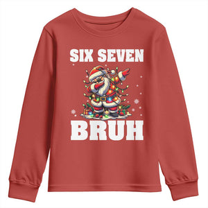 Funny Christmas 67 Six Seven Bruh Youth Sweatshirt Dabbing Santa TS11 Red Print Your Wear