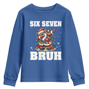 Funny Christmas 67 Six Seven Bruh Youth Sweatshirt Dabbing Santa TS11 Royal Blue Print Your Wear