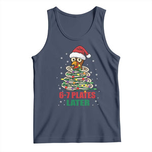 Funny 67 Christmas Tank Top 6 7 Plates Later Xmas Dinner Turkey TS11 Navy Print Your Wear