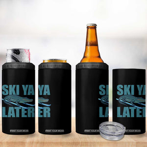 Funny Skiing Alligator 4 in 1 Can Cooler Tumbler Ski Ya Later Skier Winter Sport TS11 Print Your Wear