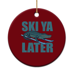 Funny Skiing Alligator Ceramic Ornament Ski Ya Later Skier Winter Sport TS11 1pc Red Print Your Wear