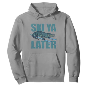 Funny Skiing Alligator Hoodie Ski Ya Later Skier Winter Sport TS11 Sport Gray Print Your Wear