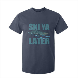 Funny Skiing Alligator T Shirt For Kid Ski Ya Later Skier Winter Sport TS11 Navy Print Your Wear