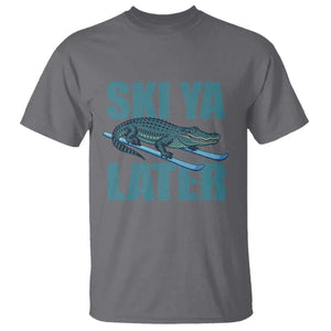 Funny Skiing Alligator T Shirt Ski Ya Later Skier Winter Sport TS11 Charcoal Print Your Wear