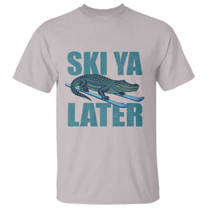 Funny Skiing Alligator T Shirt Ski Ya Later Skier Winter Sport TS11 Ice Gray Print Your Wear