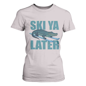 Funny Skiing Alligator T Shirt For Women Ski Ya Later Skier Winter Sport TS11 Ice Gray Print Your Wear