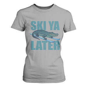Funny Skiing Alligator T Shirt For Women Ski Ya Later Skier Winter Sport TS11 Sport Gray Print Your Wear