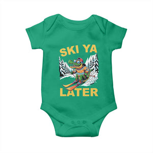 Funny Skiing Alligator Baby Onesie Ski Ya Later Skier Snow Mountain Winter Sport TS11 Irish Green Print Your Wear