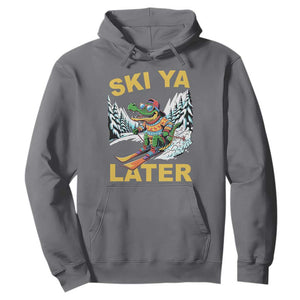 Funny Skiing Alligator Hoodie Ski Ya Later Skier Snow Mountain Winter Sport TS11 Charcoal Print Your Wear