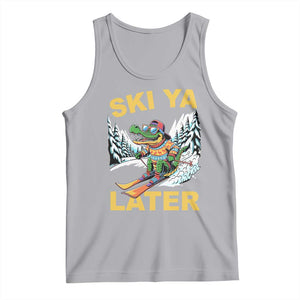 Funny Skiing Alligator Tank Top Ski Ya Later Skier Snow Mountain Winter Sport TS11 Athletic Heather Print Your Wear