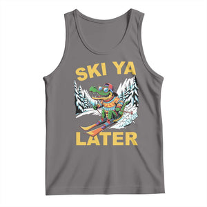 Funny Skiing Alligator Tank Top Ski Ya Later Skier Snow Mountain Winter Sport TS11 Deep Heather Print Your Wear