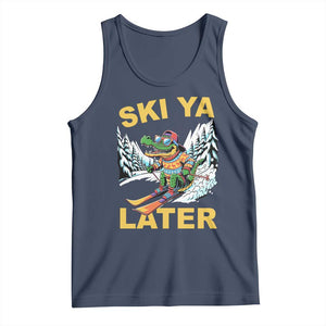 Funny Skiing Alligator Tank Top Ski Ya Later Skier Snow Mountain Winter Sport TS11 Navy Print Your Wear
