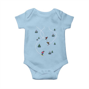 Funny Pixel Ski Snowboard Winter Sport Game Lover Baby Onesie TS11 Light Blue Print Your Wear