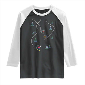 Funny Pixel Ski Snowboard Winter Sport Game Lover Raglan Shirt TS11 Black White Print Your Wear