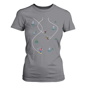 Funny Pixel Ski Snowboard Winter Sport Game Lover T Shirt For Women TS11 Charcoal Print Your Wear